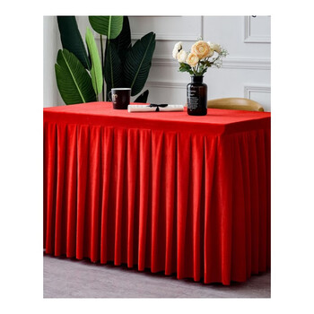 金丝绒桌围桌布围布台裙围裙台布迎宾桌会议室舞台t台婚庆酒店 红色