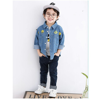 贝雷帽 男宝宝小男童衬衫1一3岁 男宝宝长袖可爱笑脸翻领表演软卡通外