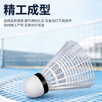 红双喜DHS耐打训练尼龙羽毛球塑料胶练习羽球6只装白色EG60