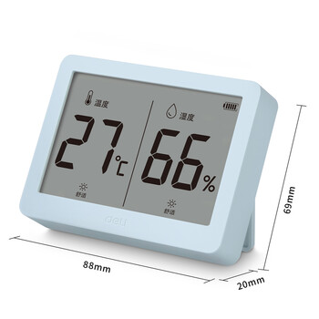 得力室内温湿度表 LCD\电子温湿度计老人儿童礼物生日礼品带背光功能 婴儿房办公用品 蓝色LE501-TQ
