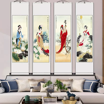 梅兰菊竹国画图片- 京东