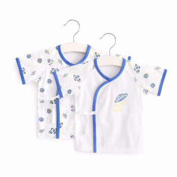 盛哲卡 婴儿纯棉上衣夏季薄款新生儿衣服0-3个月宝宝短袖内衣2件装 蓝色太空2件装 66码（3-6个月身高59-66cm）