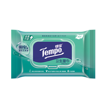 得宝（TEMPO）杀菌湿巾 40片*1包 抽取式 温和不刺激 杀菌率99.9% 湿纸巾