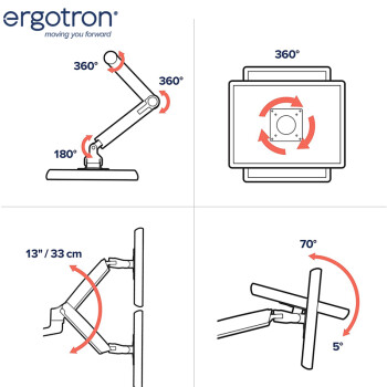 爱格升（ERGOTRON）显示器支架双屏笔记本支架臂双屏支架臂电脑显示器支架升降显示器增高架电脑桌45-248-026抛光铝