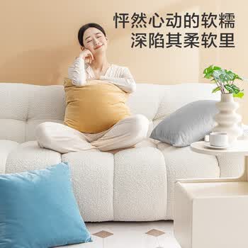 京东京造棉花糖抱枕 超柔棉棉绒沙发床头客厅办公室腰靠枕垫 黄色45x45cm