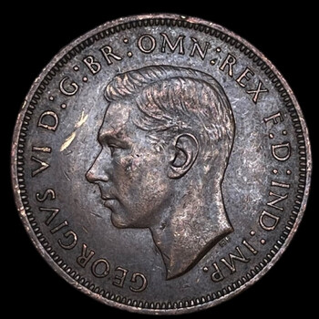 铜匠收藏1944年英国乔治六世1便士铜币