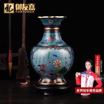 景泰蓝铜花瓶- 京东