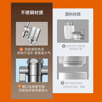 九阳（Joyoung）龙头净水器除余氯双出水一机四芯不锈钢机身加粗滤芯RT150