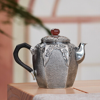 长秋堂纯银泡茶壶日本茶道云南家用小号银茶壶纯手工银壶纯银999银