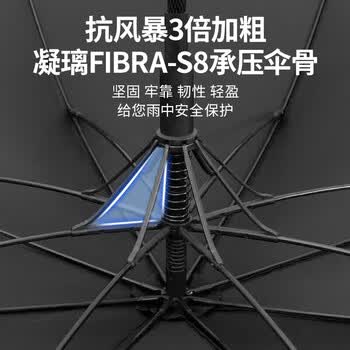 米波迪（Meebordi）雨伞大号加固加厚结实抗风大暴雨长柄抗风暴8骨半自动弯手柄定制