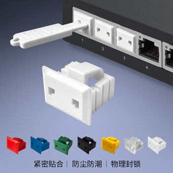 索厉 网口锁 可拆卸网口塞/RJ45端口锁/电脑交换机工控机/工具5把+白色100个/外盖式防尘塞/ 20200