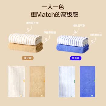 京东京造100%长绒棉毛巾A类纯棉98g加厚吸水家用全棉情侣洗脸巾2条思念蓝