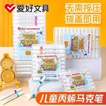 爱好（AIHAO）12色双头丙烯马克笔学生DIY美术绘画马克笔彩绘套装5570-12水彩笔美育画画笔毕业礼物