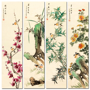水墨画梅兰竹菊型号规格- 京东