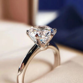 紫韩恋品牌美国进口莫桑石钻戒女经典皇冠t家六爪求订婚钻石带证书过