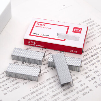 得力(deli)0027 省力订书钉/订书针 装订试卷文本 办公通用 银色 (500枚/盒)10盒装