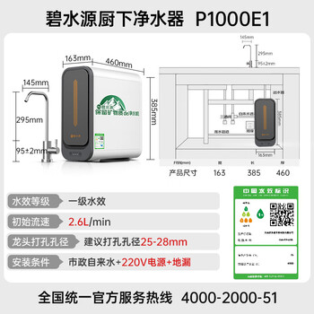 碧水源(Originwater)家用净水机P1000E1厨下式净水器1000G通量5年长效纳滤膜过滤杀菌保留矿物质净饮直饮饮水机 碧水源(Originwater)家用净水机P1000E1厨下式净水器1000G通量5年长效纳滤膜过滤杀菌保留矿物质净饮直饮饮水机