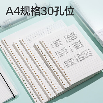 得力（deli）A4/60张活页本替芯30孔笔记本子活页纸考研作业本横线单本NA460-2