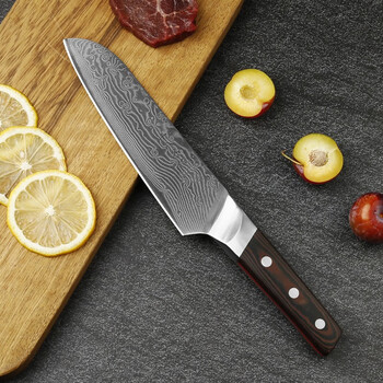 十八子作 大马士革钢水果刀家用水果刀果蔬刀切肉刀高硬度锋利果刀