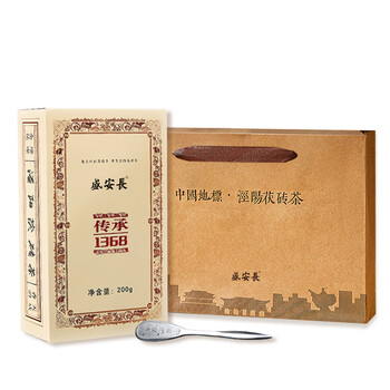 盛安长泾阳茯茶传承1368黑茶金花茯砖茶叶陕西特产  2021年糯香味200g