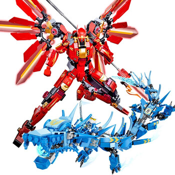 万代兼容乐高幻影忍者神龙机甲系列拼装玩具10岁以上恐龙男孩生日礼物