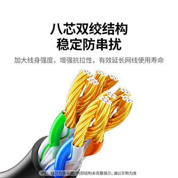 绿联超五类网线 千兆网络Cat5e超5类成品线 工程电脑宽带连接线 八芯8芯双绞跳线1米灰白色 45469