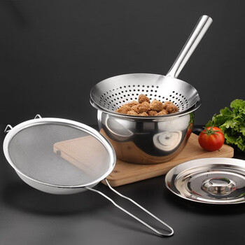 康淄轩德国品质艾姆希油炸漏勺厨师专用过滤网商用不锈钢大号厨房漏网