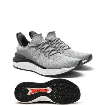 鞋4跑步鞋网面透气轻便男运动鞋耐磨高弹46码鞋 米家运动鞋4-花灰色