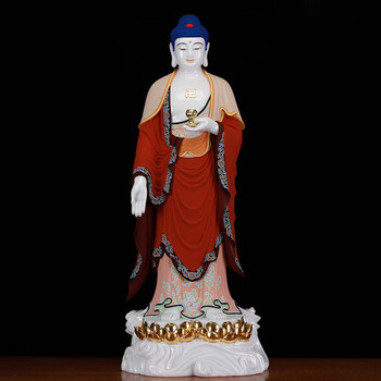 新款西方三圣佛像汉白玉彩绘阿弥陀佛站像大势至菩萨观音佛像摆件 88