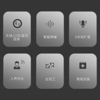 联想 MK-MC500+ 无线蓝牙全向麦克风 6 米拾音智能降噪 50 平米会议室桌面会议音响音箱 