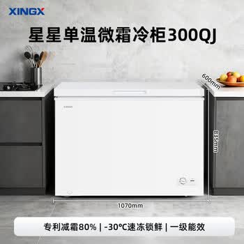 星星（XINGX）300L单温家用小型冰柜 大容量减霜保鲜净味节能一级能效冰箱冷藏冷冻两用冷柜BD/BC-300QJ