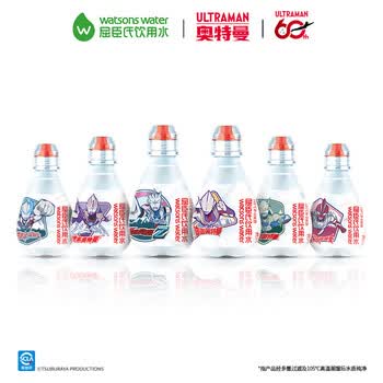 屈臣氏儿童水奥特曼款200mL*4瓶宝宝水瓶装水蒸馏水纯净水礼盒装赠徽章