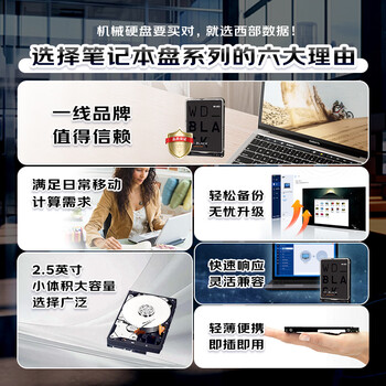 西部数据（WD）1TB 笔记本游戏机械硬盘 WD_BLACK 西数黑盘 SATA 7200转64MB 2.5英寸WD10SPSX