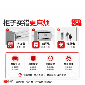 中伟（ZHONGWEI）铁皮文件柜资料柜员工储物柜打印机柜床头柜收纳柜子抽屉式活动柜