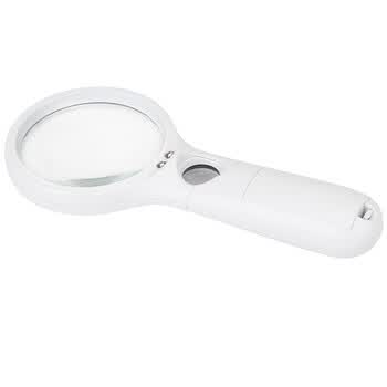 得力（deli）LED灯2.5倍高清阅读放大镜 Ф70mm/Ф22mm双镜片白色老人阅读高清地球仪配件放大镜