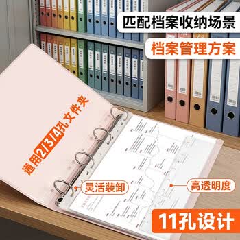 天章 （TANGO）11孔资料册文件袋A4替芯袋 100只 快递袋票据档案收纳活页孔夹快劳夹透明办公用品 3c标准款厚度