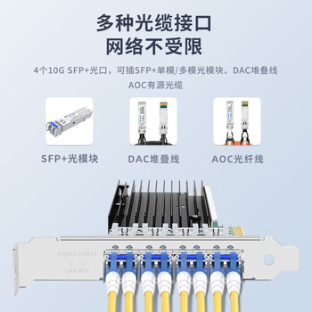 EB-LINK 博通BCM57840芯片PCI-E V3.0 X8万兆四口光纤网卡10G服务器SFP+接口网络适配器