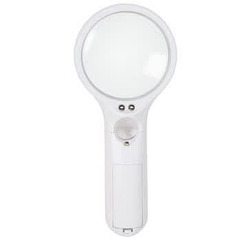 得力（deli）LED灯2.5倍高清阅读放大镜 Ф70mm/Ф22mm双镜片白色老人阅读高清地球仪配件放大镜