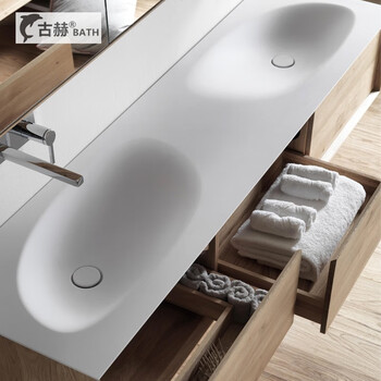古赫卫浴纯亚克力水滴型一体盆洗手洗脸盆台下盆浴室柜卫浴柜洗漱台