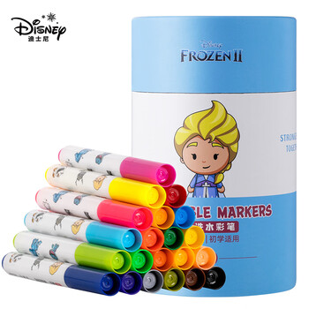 迪士尼（Disney）24色易洗水彩笔第二阶段锥头水彩笔儿童画画礼物幼儿园小学生艾莎爱莎公主水彩笔