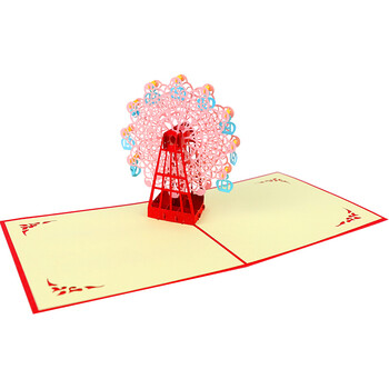 得印3D贺卡幸福摩天轮 创意生日礼物情人节元旦节卡片 送妈妈感恩老师朋友 新年贺卡明信片送老师教师节2517