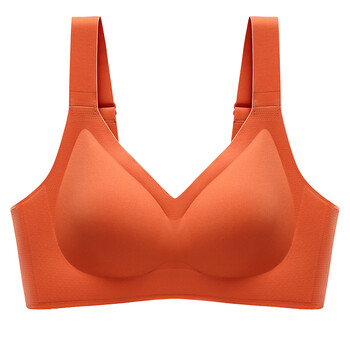 店size调整内衣女无钢圈小胸调整收副乳乳胶文胸薄款舒适亲肤 橙色 s