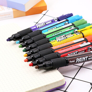 派通（Pentel ）彩色圆头油漆笔 防水速干记号笔粗头大字广告笔MMP20 红色单支装
