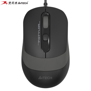 双飞燕（A4TECH）FM10 飞时代 有线鼠标 笔记本台式电脑办公家用便携鼠标 防滑双色裙翼 USB接口 遂空灰