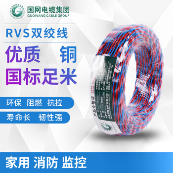 国网电线（Gowung）黄绿色RVS国标2芯0.75平方花线软铜双绞线