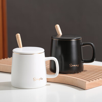 传旗陶瓷马克杯带勺盖咖啡杯牛奶杯早餐杯办公杯男女茶杯描金黑400ml 传旗陶瓷马克杯带勺盖咖啡杯牛奶杯早餐杯办公杯男女茶杯描金黑400ml
