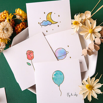 狮洛德 生日送同学贺卡母亲节礼物装饰留言卡毕业季明信片6张带信封封口贴