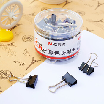 晨光(M&G)文具ABS92736  5号19mm  黑色长尾夹 小号金属票据夹 Eplus系列办公燕尾夹 40个/盒 1盒