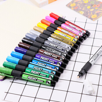 派通（Pentel ）彩色圆头油漆笔 防水速干记号笔粗头大字广告笔MMP20 粉红色单支装