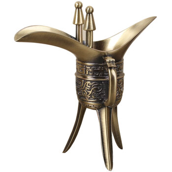 复古酒樽父辛爵宫廷酒具饕餮纹酒杯酒爵杯青铜器摆件酒鼎杯送礼装